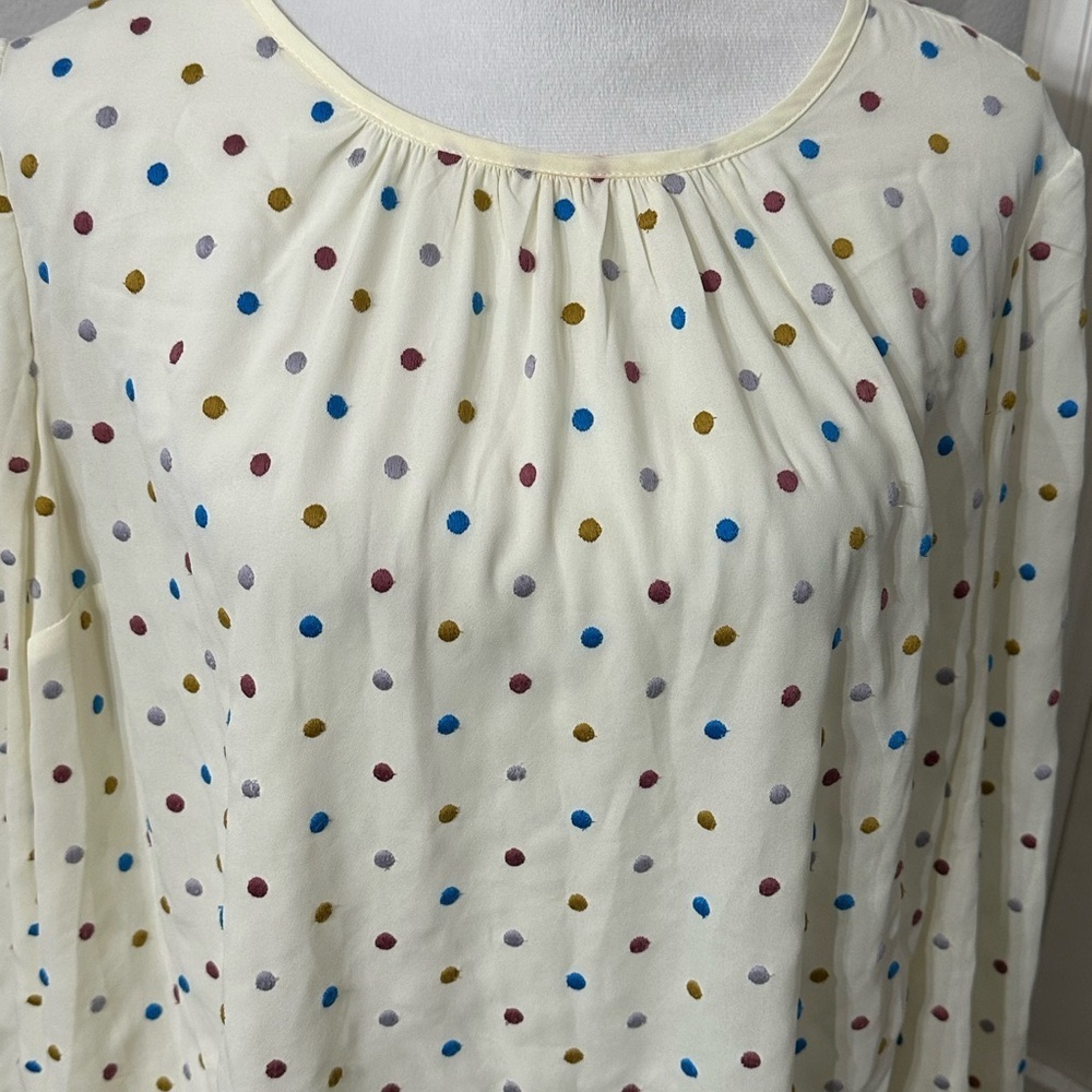 Modcloth Cream Relaxed Pleated Long Sleeve Blouse - Picture 2 of 7